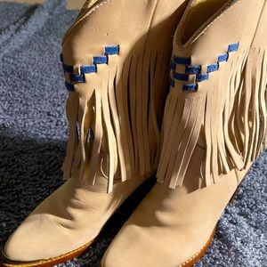 Zodiac brand fringe leather cowgirl boots